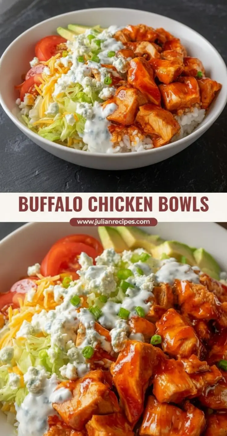 recipe image of a realistic top down mise en place shot showing the fresh ingredients chicken breasts chicken thighs buffalo sauce franks rice white brown cauliflower avocado oil garlic powder onion powder salt pepper broccoli carrots green onions red onion celery mixed greens avocado pickles jalape os cherry tomatoes blue cheese crumbles ranch dressing black beans cheddar cheese arranged on a white marble kitchen counter with healthy clear glass bowls and rustic brown wooden kitchen sets under soft diffuse daylight