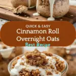 recipe image of rolled oats milk dairy almond oat cinnamon brown sugar maple syrup greek yogurt vanilla yogurt chia seeds flax seeds vanilla extract salt cream cheese for icing pecans nuts almond butter