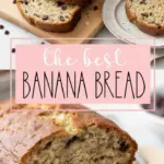 recipe image of ripe bananas flour brown sugar butter eggs baking soda salt vanilla extract walnuts chocolate chips arranged on a white marble counter with clear glass bowls and rustic wooden tools soft diffuse daylight top down view realistic