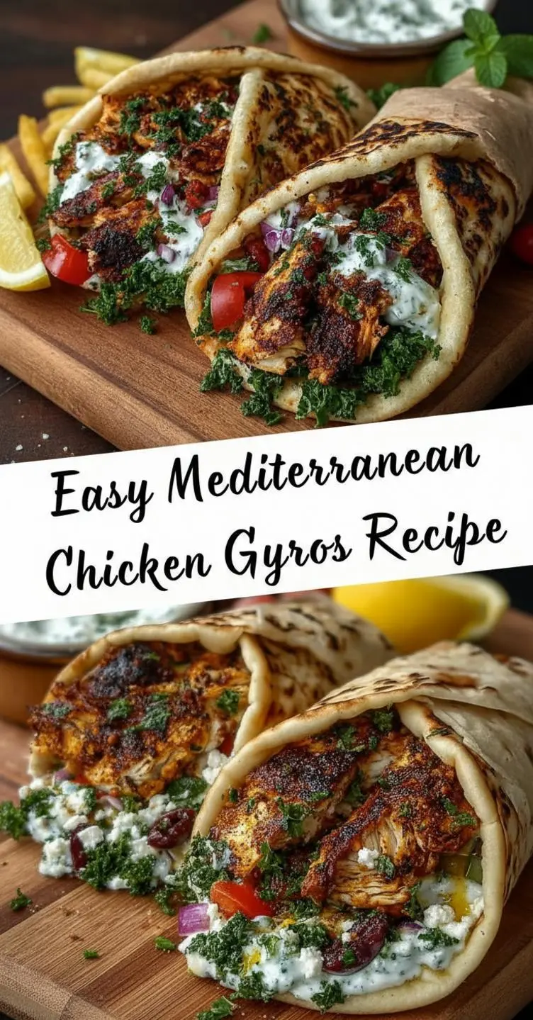 recipe image of chicken thighs or breasts greek yogurt garlic lemon juice olive oil oregano pita bread tzatziki yogurt cucumber dill red onion tomatoes lettuce cucumber feta cheese french fries olives arranged on a white marble kitchen counter with healthy clear glass bowls and rustic brown wooden kitchen sets under soft diffuse daylight