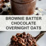 recipe image of a realistic top down mise en place shot showing rolled oats unsweetened cocoa powder chia seeds almond milk greek yogurt maple syrup peanut butter dark chocolate chips chocolate protein powder vanilla extract cinnamon sea salt banana fresh berries nuts coconut shreds and granola arranged on a white marble kitchen counter with healthy clear glass bowls and rustic brown wooden kitchen sets under soft diffuse daylight