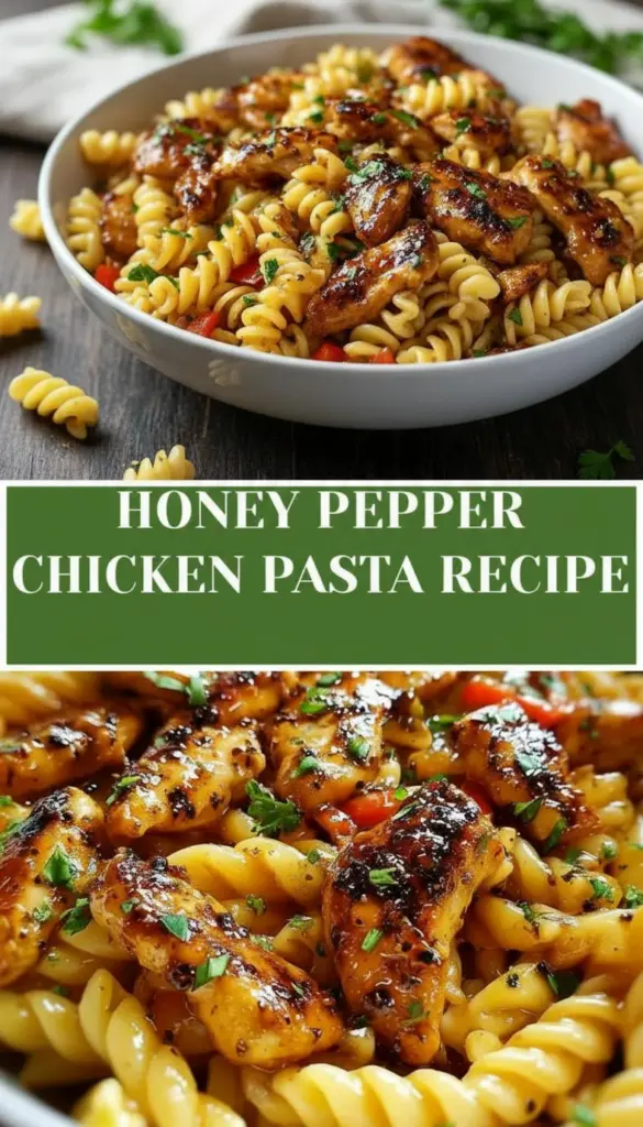 recipe image of chicken breast honey black pepper pasta penne fettuccine heavy cream garlic parmesan cheese butter olive oil soy sauce paprika parsley red pepper flakes half and half thighs gluten free pasta