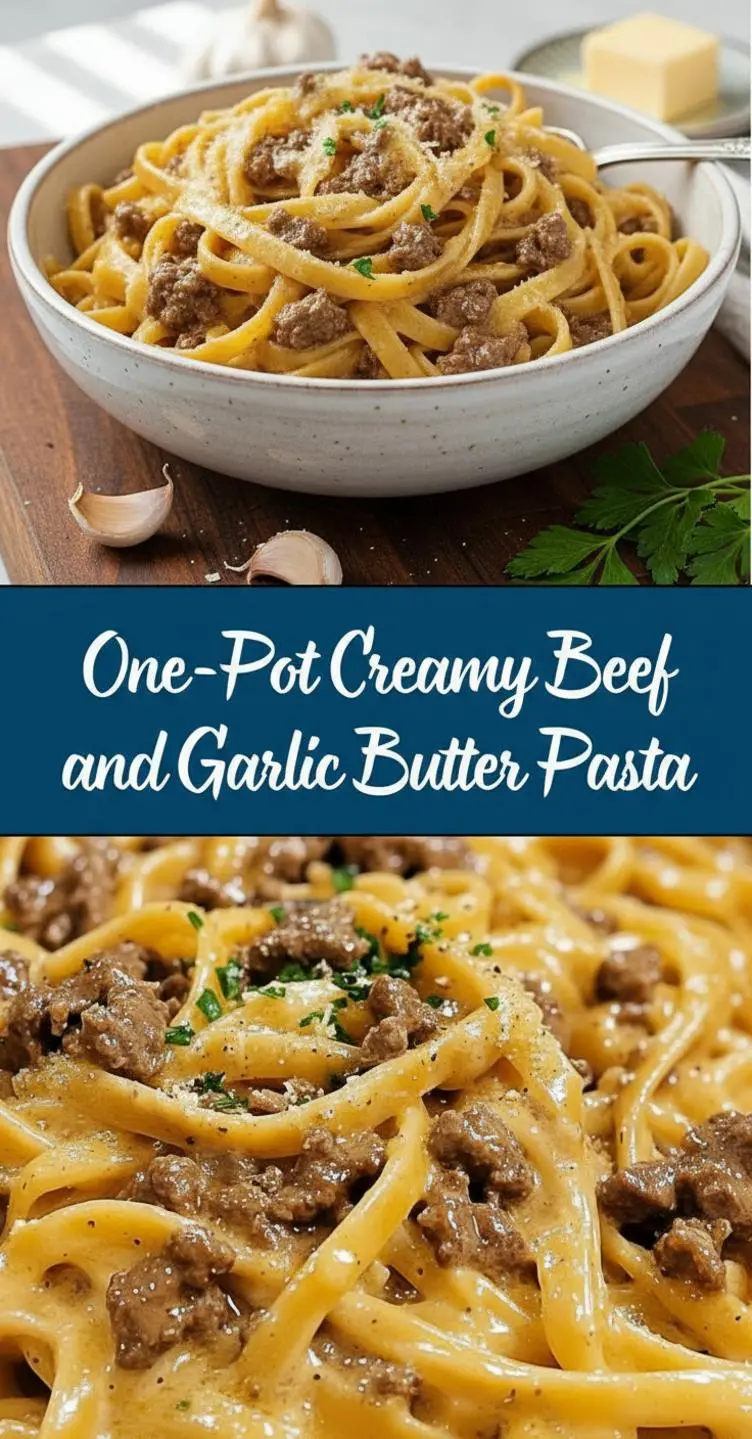 recipe image of fresh ground beef pasta penne garlic butter onion beef broth milk heavy cream parmesan cheese italian seasoning red pepper flakes parsley olive oil arranged on white marble kitchen counter with clear glass bowls rustic brown wooden kitchen sets soft diffuse daylight top down mise en place shot