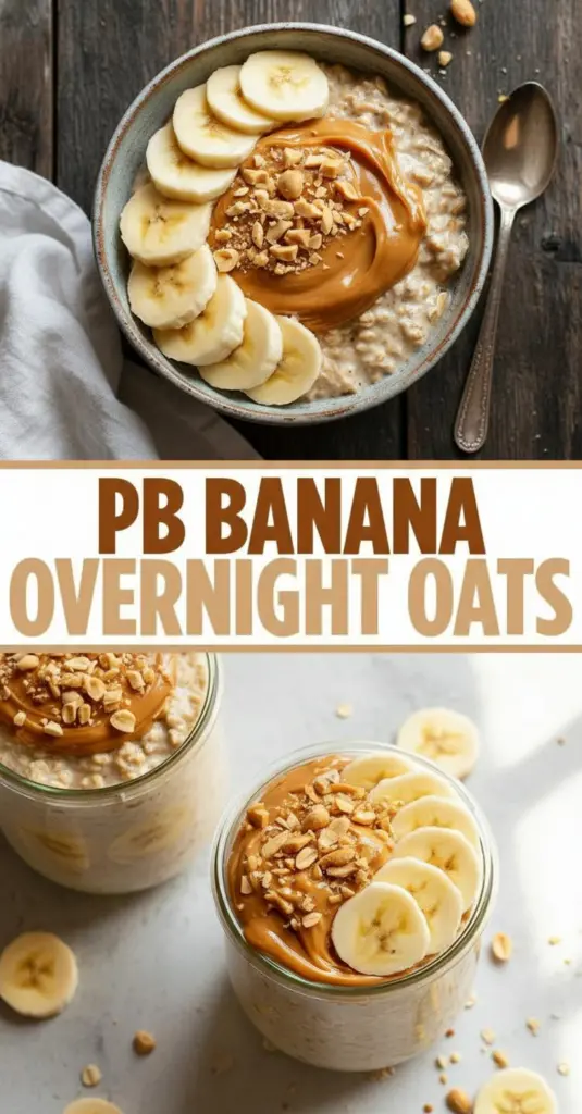 recipe image of rolled oats ripe banana mashed sliced peanut butter almond milk greek yogurt vanilla yogurt chia seeds cinnamon honey maple syrup vanilla extract cocoa powder arranged on a white marble kitchen counter with healthy clear glass bowls and rustic brown wooden kitchen sets under soft diffuse daylight