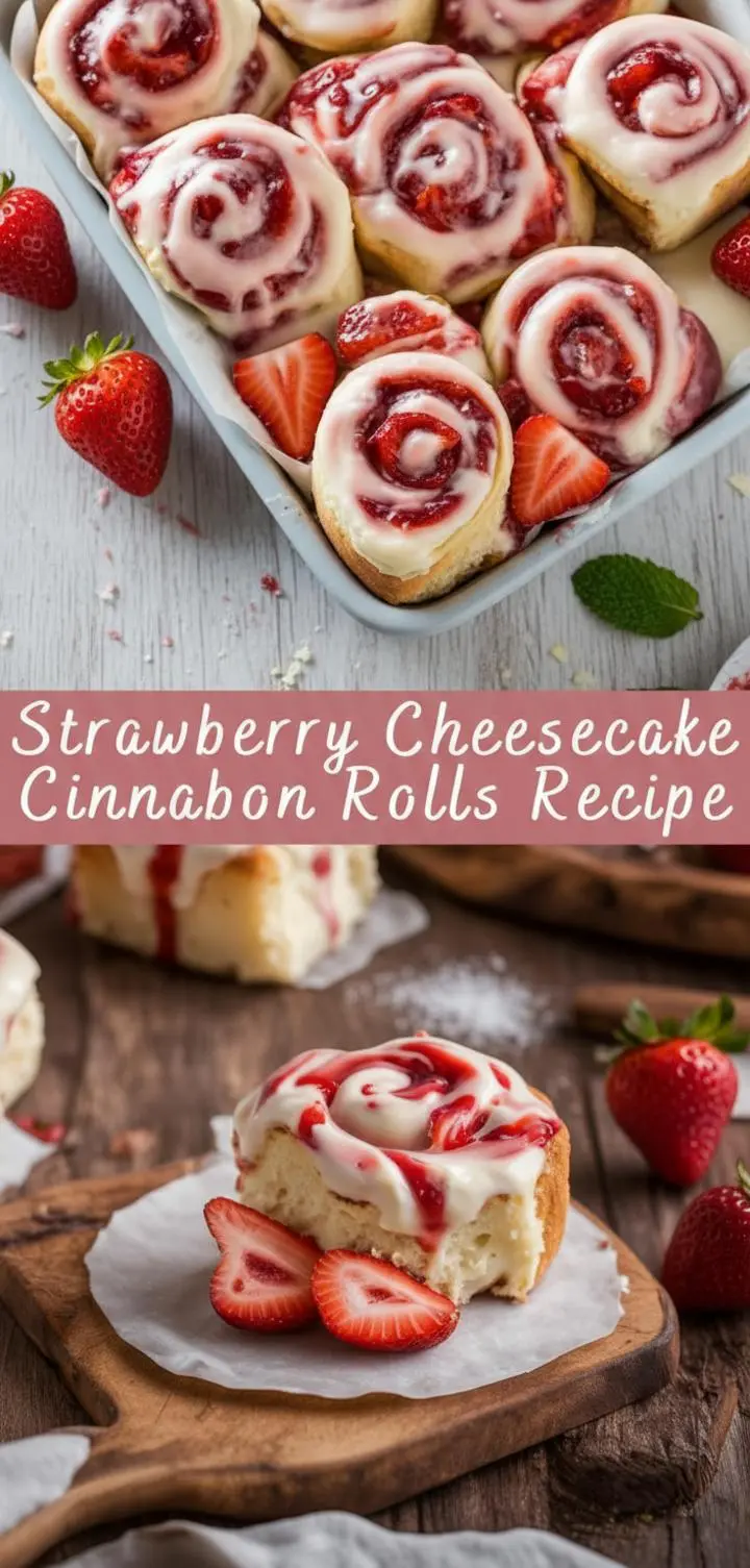 recipe image of all purpose flour active dry yeast warm milk water granulated sugar butter cream cheese eggs strawberry pie filling freeze dried strawberries powdered sugar vanilla extract heavy cream lemon zest cinnamon graham cracker crumbs fresh strawberries arranged on a white marble kitchen counter with healthy clear glass bowls and rustic brown wooden kitchen sets under soft diffuse daylight