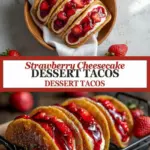 recipe image of flour tortillas cream cheese strawberries heavy cream whipping cream graham cracker crumbs butter powdered sugar sugar cinnamon vanilla extract lemon lime zest juice corn starch strawberry pie filling coconut oil arranged on a white marble kitchen counter with healthy clear glass bowls and rustic brown wooden kitchen sets under soft diffuse daylight