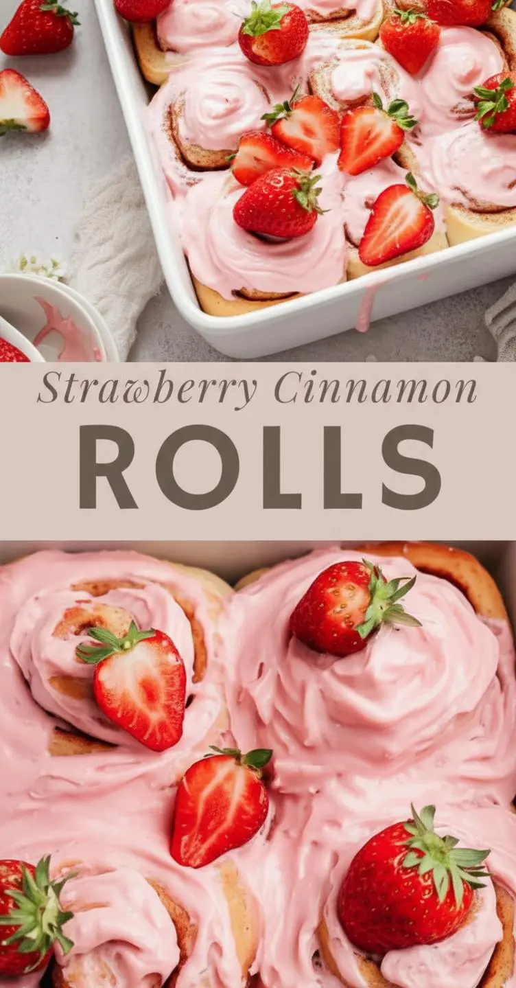 recipe image of fresh strawberries strawberry preserves strawberry jam active dry yeast bread flour all purpose flour whole milk butter salted eggs sugar cinnamon nutmeg lemon juice lemon zest cream cheese powdered sugar heavy cream vanilla extract vanilla bean paste cornstarch salt brown sugar oil baking powder baking soda freeze dried strawberries strawberry compote arranged on a white marble kitchen counter with healthy clear glass bowls and rustic brown wooden kitchen sets under soft diffuse daylight overlooking a window