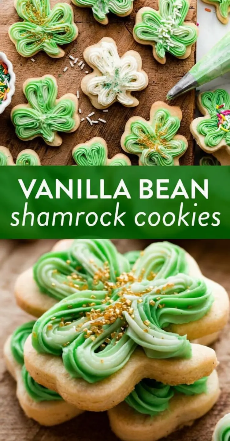 recipe image of all purpose flour unsalted butter granulated sugar eggs vanilla bean seeds vanilla extract baking powder salt confectioners sugar heavy cream milk green food coloring sprinkles white chocolate chips arranged on a white marble kitchen counter with healthy clear glass bowls and rustic brown wooden kitchen sets under soft diffuse daylight