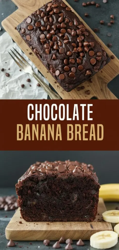 recipe image of a realistic top down mise en place shot showing ripe bananas cocoa powder flour sugar butter eggs vanilla extract baking soda salt chocolate chips arranged on a white marble kitchen counter with healthy clear glass bowls and rustic brown wooden kitchen sets under soft diffuse daylight