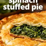 image of a top down mise en place shot showing fresh spinach feta cheese onions garlic eggs cottage cheese olive oil pie crust parmesan nutmeg oregano dill parsley arranged on a white marble kitchen counter with healthy clear glass bowls and rustic brown wooden kitchen sets under soft diffuse daylight