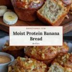 recipe image of a top down mise en place shot showing ripe bananas eggs protein powder almond flour oats chia seeds flax seeds maple syrup stevia cinnamon baking soda and vanilla extract arranged on a white marble kitchen counter with healthy clear glass bowls and rustic brown wooden kitchen sets under soft diffuse daylight