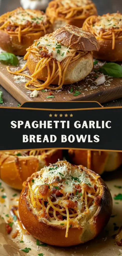 recipe image of spaghetti noodles Italian bread loaf round rolls kaiser rolls sourdough butter fresh garlic minced garlic Parmesan cheese grated Mozzarella cheese shredded marinara sauce tomato sauce ground beef Italian sausage onion dried basil oregano Italian seasoning olive oil extra virgin salt black pepper fresh parsley tomato paste Alfredo sauce optional