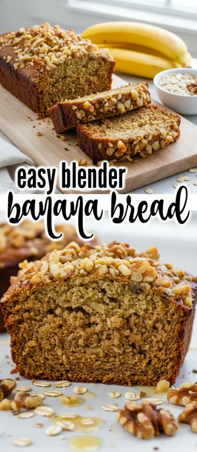 recipe image of Realistic top down mise en place shot ripe bananas all purpose flour eggs maple syrup baking soda arranged on a white marble kitchen counter healthy clear glass bowls rustic brown wooden kitchen sets soft diffuse daylight