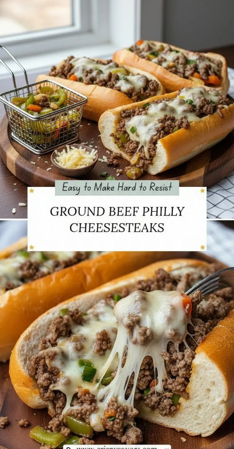 recipe image of fresh ingredients on white marble counter with clear glass bowls and rustic brown wooden kitchen sets soft diffuse daylight ground beef provolone cheese bell peppers yellow onion hoagie rolls cream cheese garlic powder onion powder Worcestershire sauce beef broth salt pepper mushrooms ketchup steak sauce Italian dressing seasoning jalapeños pickled peppers ground chicken mozzarella cheese American cheese slider buns French bread