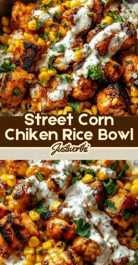 recipe image of a realistic top down mise en place shot showing chicken thighs corn kernels jasmine rice mayonnaise cotija cheese lime juice chili powder cumin garlic powder smoked paprika avocado cilantro black beans arranged on a white marble kitchen counter with healthy clear glass bowls and rustic brown wooden kitchen sets under soft diffuse daylight