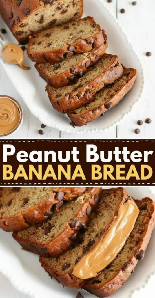 recipe image of a top down mise en place shot showing ripe bananas peanut butter flour brown sugar eggs butter oil vanilla baking soda chocolate chips cinnamon and nuts arranged on a white marble kitchen counter with healthy clear glass bowls and rustic brown wooden kitchen sets under soft diffuse daylight