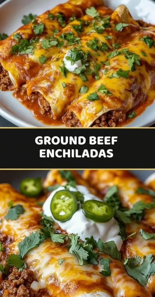 recipe image of ground beef onion garlic taco seasoning cumin tortillas enchilada sauce cheddar cheese monterey jack cheese olive oil salt and pepper water spanish rice green chiles refried beans black beans cilantro sour cream pico de gallo salsa avocado jalapenos bell peppers rotel chipotle peppers in adobo cocoa powder paprika chili powder arranged on a white marble kitchen counter with healthy clear glass bowls and rustic brown wooden kitchen sets under soft diffuse daylight realistic top down mise en place shot