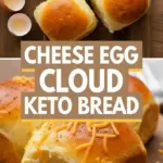 recipe image of top down mise en place shot showing cream cheese mascarpone eggs butter almond flour coconut flour xanthan gum baking powder salt garlic powder onion powder cheddar cheese parmesan cheese mozzarella cheese arranged on a white marble kitchen counter with healthy clear glass bowls and rustic brown wooden kitchen sets under soft diffuse daylight