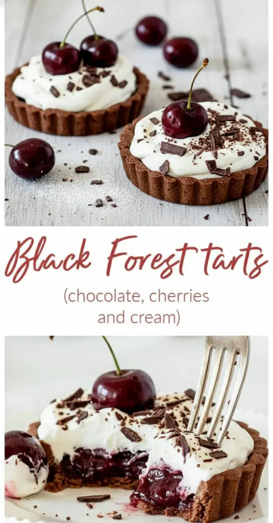 recipe image of fresh cherries sour cherries heavy cream mascarpone cheese chocolate ganache puff pastry vanilla extract kirsch liqueur butter sugar flour eggs cocoa powder almonds vanilla pudding mix arranged on a white marble kitchen counter healthy clear glass bowls rustic brown wooden kitchen sets soft diffuse daylight top down mise en place shot realistic