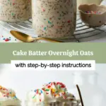 recipe image of a top down mise en place shot showing oats milk eggs butter sugar vanilla extract flour baking powder cocoa powder chocolate chips cake mix maple syrup cinnamon nutmeg chia seeds protein powder arranged on a white marble kitchen counter with healthy clear glass bowls and rustic brown wooden kitchen sets under soft diffuse daylight