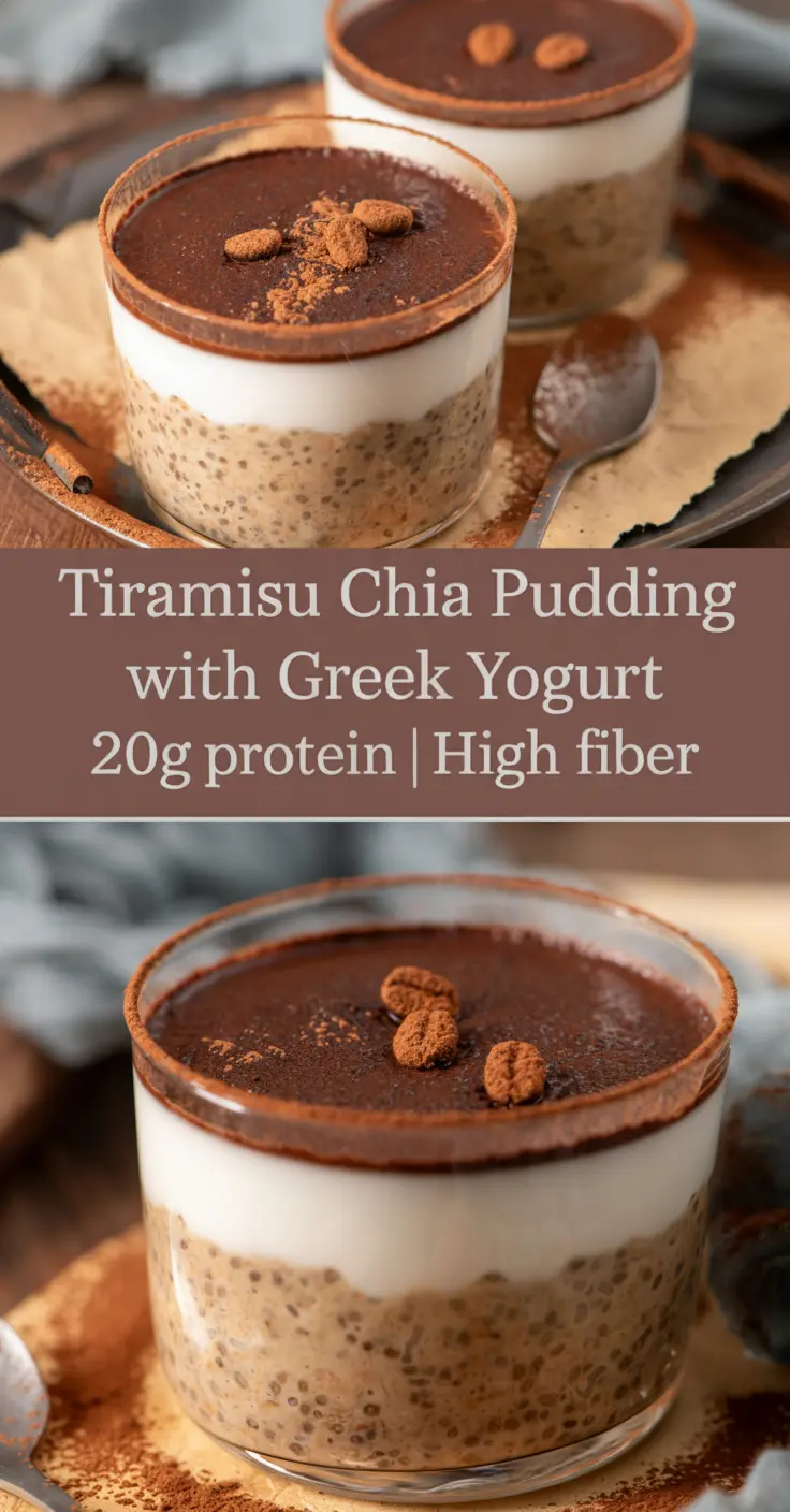 recipe image of chia seeds greek yogurt mascarpone cheese espresso coffee ladyfingers vanilla extract cocoa powder sweetener milk cinnamon nutmeg berries