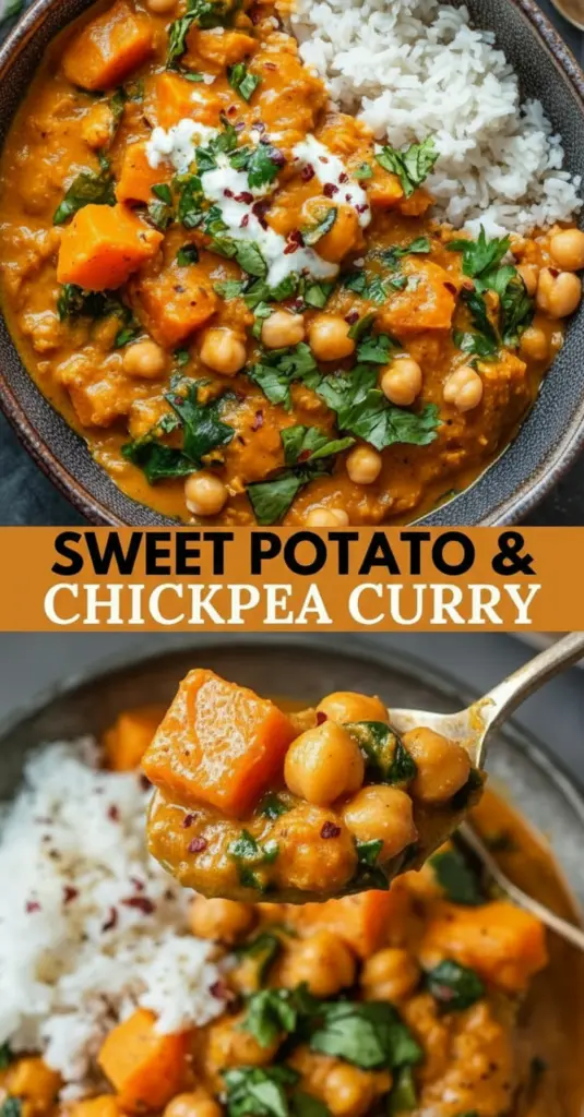 recipe image of a top down mise en place shot showing fresh sweet potato chickpeas coconut milk spinach curry powder ginger garlic onion bell pepper carrots kale cilantro lemon juice turmeric cumin coriander chili flakes salt black pepper olive oil rice quinoa basmati rice arranged on a white marble kitchen counter with healthy clear glass bowls and rustic brown wooden kitchen sets under soft diffuse daylight