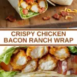 recipe image of a realistic top down mise en place shot showing the fresh ingredients chicken breast bacon ranch dressing tortilla lettuce tomato cheese avocado cucumber onion jalapeo garlic paprika cumin black pepper arranged on a white marble kitchen counter with healthy clear glass bowls and rustic brown wooden kitchen sets under soft diffuse daylight