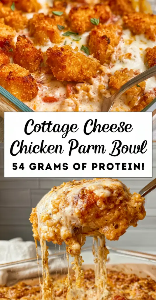recipe image of cottage cheese chicken breast marinara sauce mozzarella cheese parmesan cheese breadcrumbs eggs garlic basil oregano olive oil salt pepper zucchini bell peppers spinach mushrooms ground turkey quinoa brown rice avocado arranged on a white marble kitchen counter with healthy clear glass bowls and rustic brown wooden kitchen sets under soft diffuse daylight