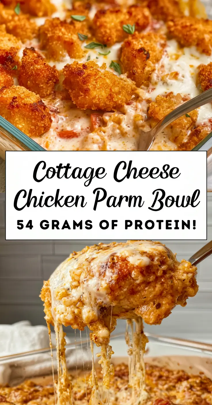 recipe image of cottage cheese chicken breast marinara sauce mozzarella cheese parmesan cheese breadcrumbs eggs garlic basil oregano olive oil salt pepper zucchini bell peppers spinach mushrooms ground turkey quinoa brown rice avocado arranged on a white marble kitchen counter with healthy clear glass bowls and rustic brown wooden kitchen sets under soft diffuse daylight