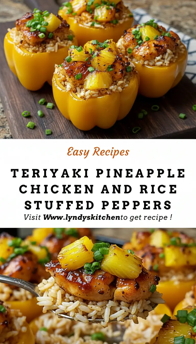 recipe image of bell peppers chicken breast pineapple chunks white rice teriyaki sauce garlic ginger soy sauce honey sesame oil carrots onion spinach cheese broccoli mushrooms frozen corn green onions cilantro lemon juice arranged on a white marble kitchen counter with healthy clear glass bowls and rustic brown wooden kitchen sets under soft diffuse daylight