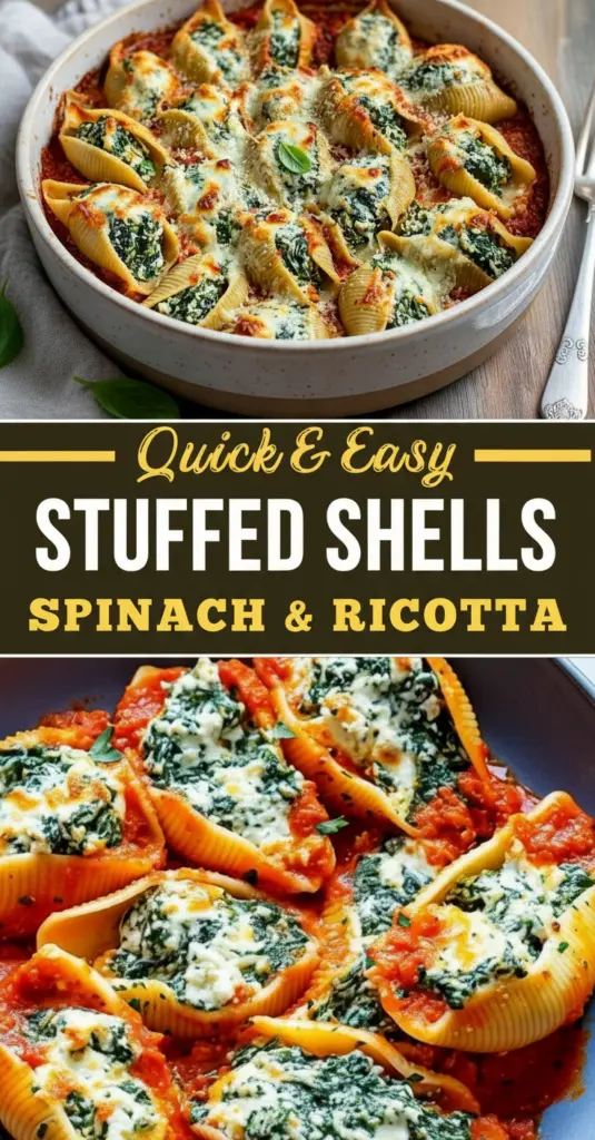 recipe image of a top down mise en place shot showing jumbo pasta shells fresh spinach ricotta cheese mozzarella cheese parmesan cheese marinara sauce ground beef chicken breast mushrooms bell peppers onions garlic Italian seasoning basil oregano black pepper salt olive oil butter egg breadcrumbs nutritional yeast arranged on a white marble kitchen counter with healthy clear glass bowls and rustic brown wooden kitchen sets under soft diffuse daylight